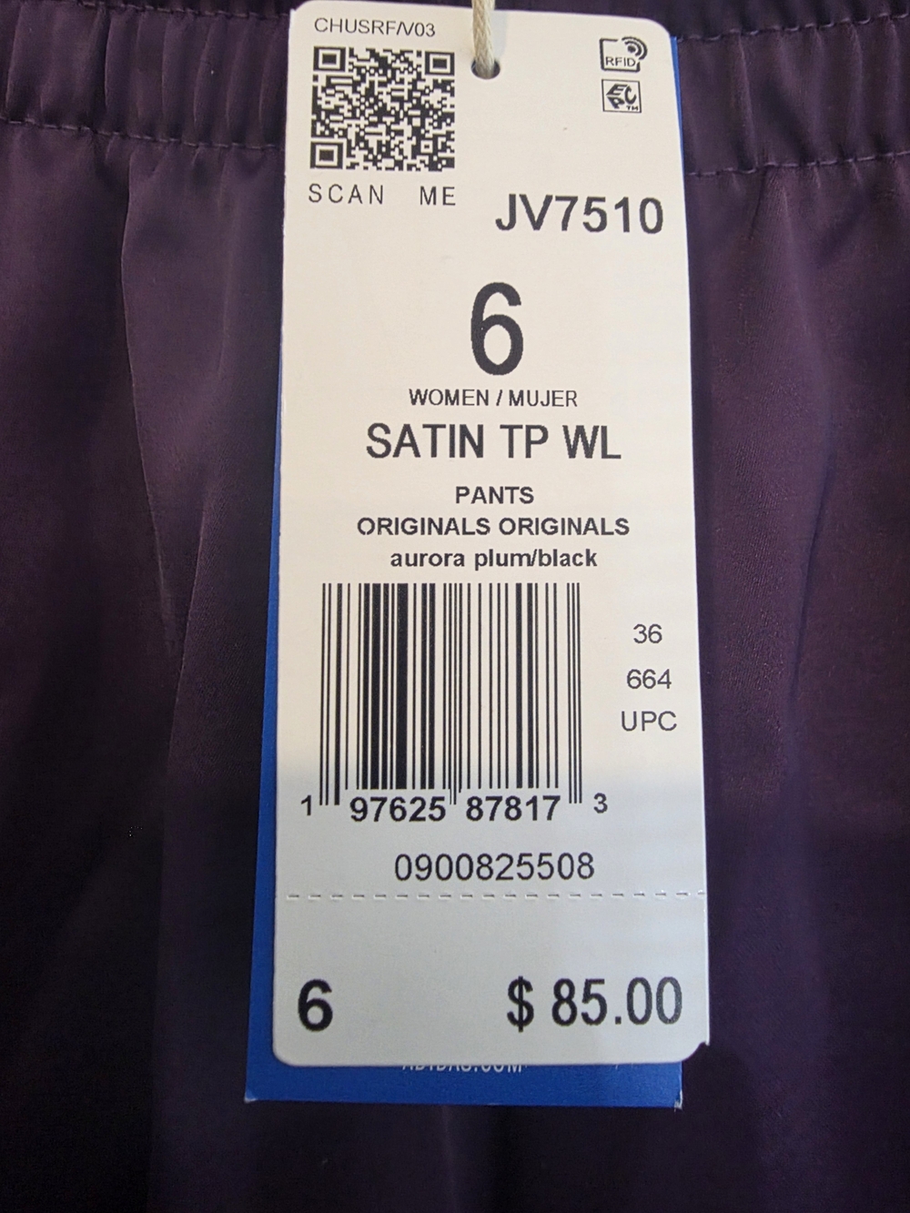 Adidas Purple Satin Pant - Picture 2 of 4